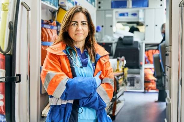 Ambulance driver ready for emergency duty